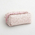 CouldNook Ruffled Cosmetic Pouch - Patterned Fabric And Top Zip Opening