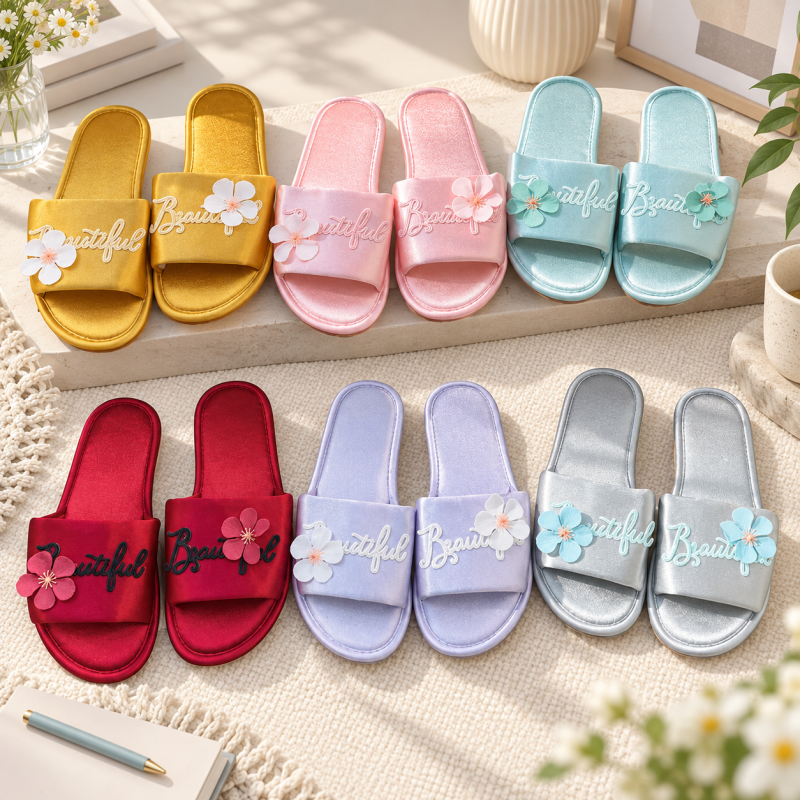 CouldNook Lettered Floral Slippers - Seven Festive Colors Collection