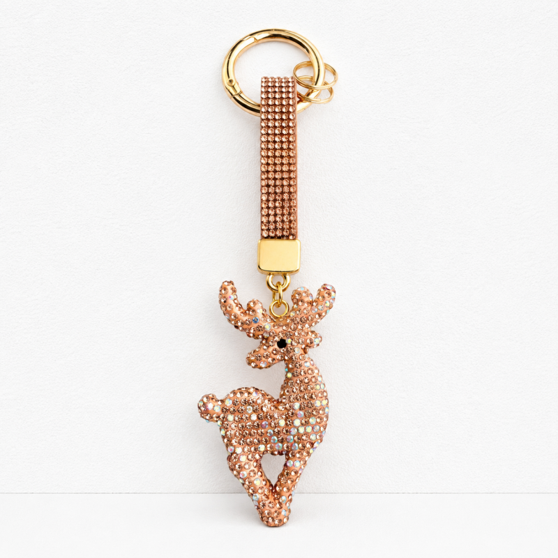 CouldNook Reindeer Christmas Rhinestone Keychain - Festive Deer Charm