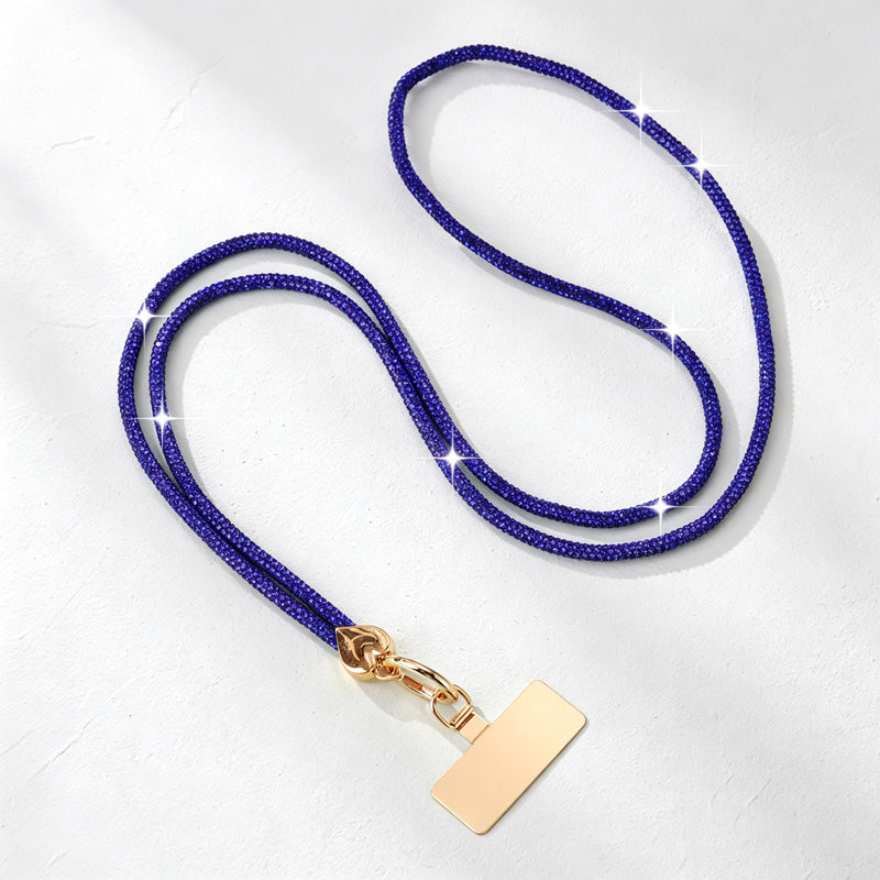 CouldNook Rhinestones Set Crossbody Phone Strap with Heart-Shaped Links