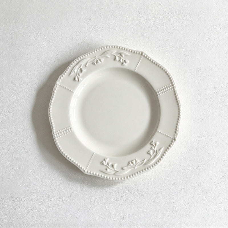 CouldNook Decorative Plate - Embossed Floral Rim Designs