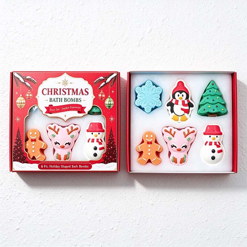 CouldNook Christmas Bath Bombs - Six Holiday Shapes And Gift Box Option