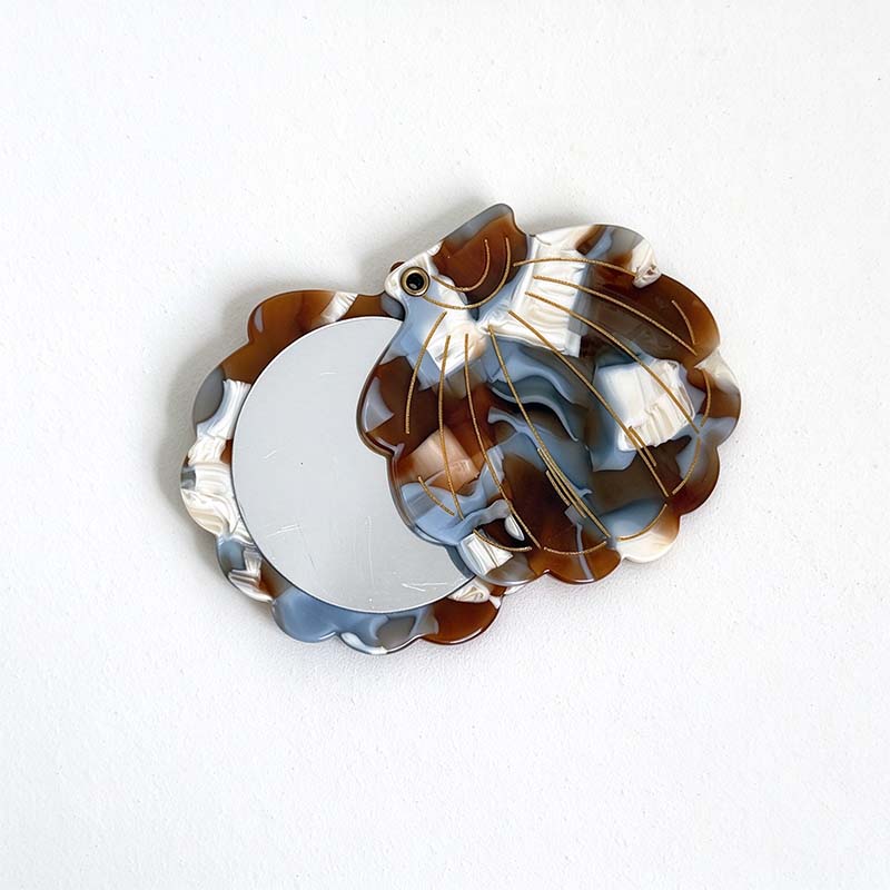 CouldNook Shell Swivel Pocket Mirror - Gold Rib Lines