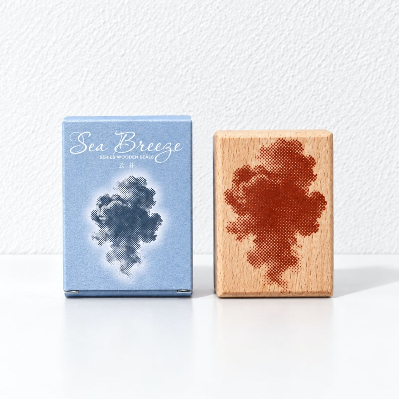 CouldNook Sea Motif Stamp - Waves Sky Details and Wood Mount