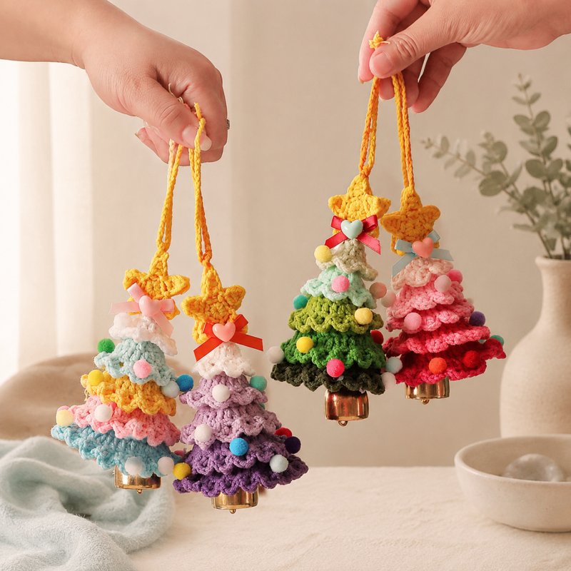 CouldNook Tiered Christmas Tree Ornament - Pompom Bell Detail