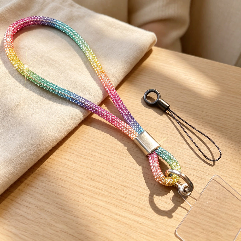 CouldNook Rhinestones Set Wrist Phone Strap with Wide Stone-Set Line