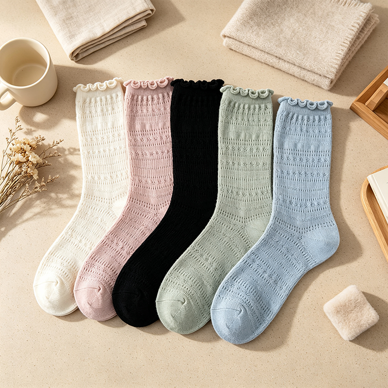 CouldNook Cozy Lace Trim Crew Socks - Everyday Footwear Accent