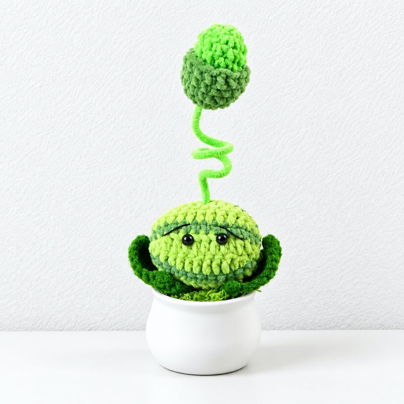 CouldNook Crocheted Character Pot Ornament - Colorful Figures And White Pots
