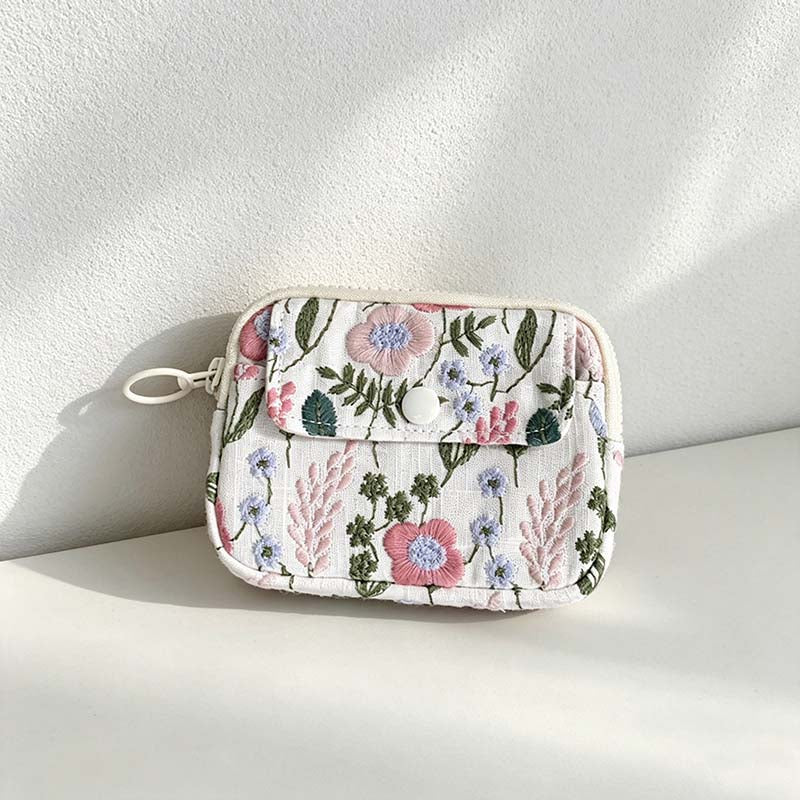 CouldNook Embroidered Double-Layer Pouch - Eight Botanical Designs Collection