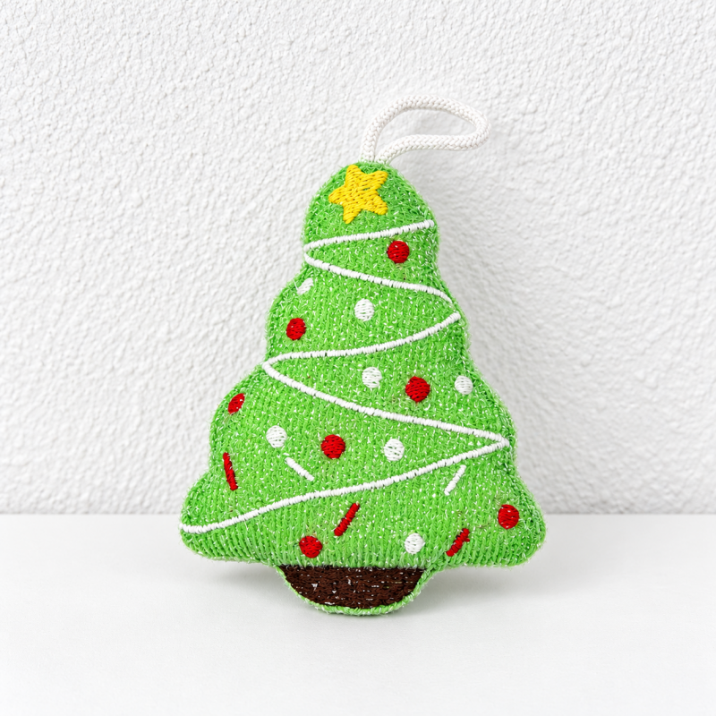 Embroidered Christmas Dishwashing Sponges with Hanging Loops