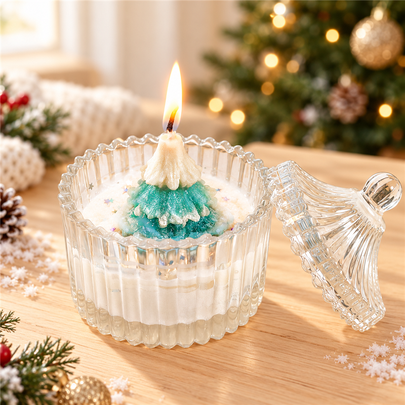 Christmas Tree Scented Candle in Glass Jar
