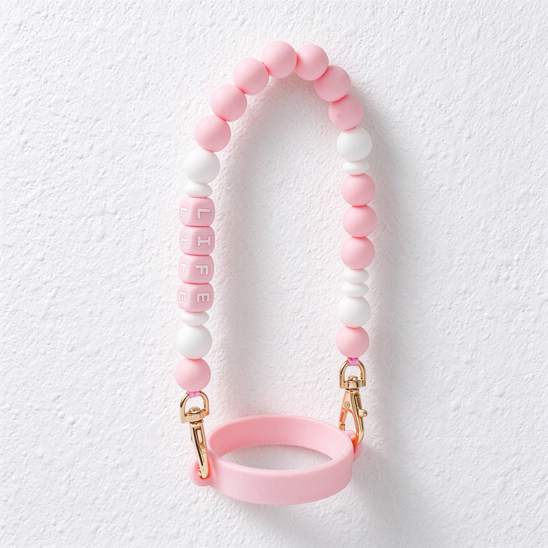 Water Bottle Carry Strap with Beads or Woven Flowers