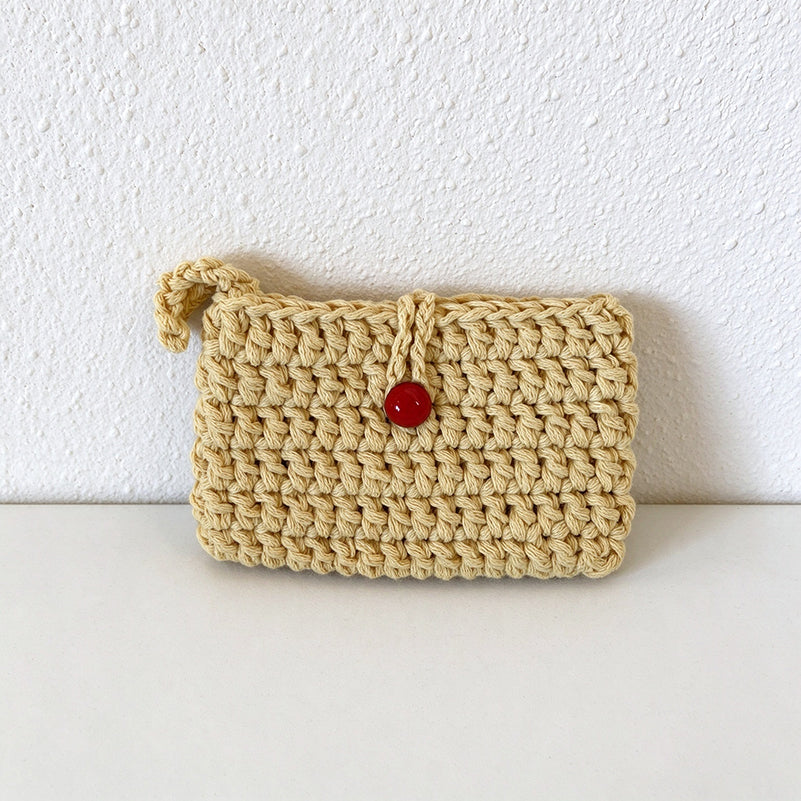 Crochet Cotton Card Pouch - Bead Button Closure