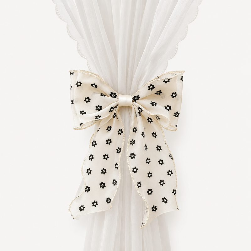 CouldNook Printed Pattern Bow Curtain Tieback 2PCS Set - Window Styling Accent
