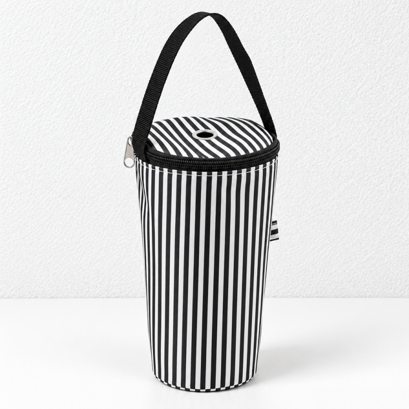 CouldNook Striped Insulated Cup Carrier - Zippered Lid