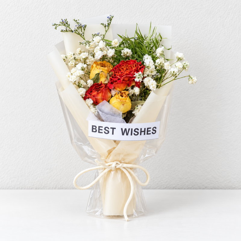 CouldNook Wrapped Mini Flower Bouquet - Layered Gift Presentation