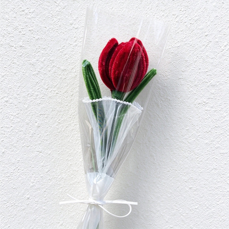 Artificial Tulip Stem with Sheer Gift Wrap
