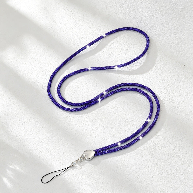 CouldNook Rhinestones Set Crossbody Phone Strap with Heart-Shaped Links
