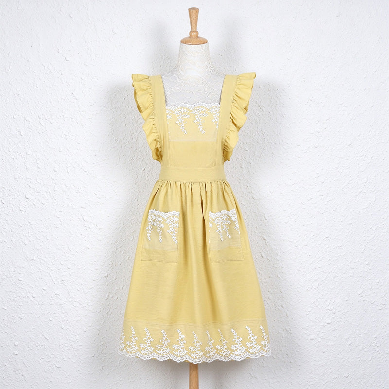 CouldNook Ruffle Strap Apron - Lace or Plain Pockets