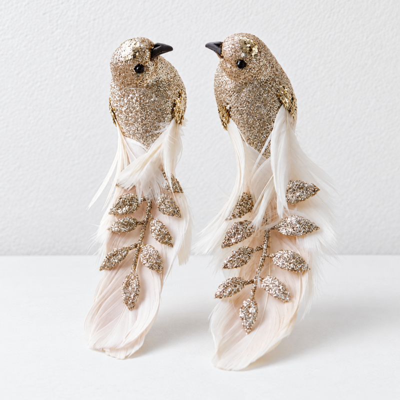 CouldNook Feather Bird Christmas Ornament - Glitter Detail