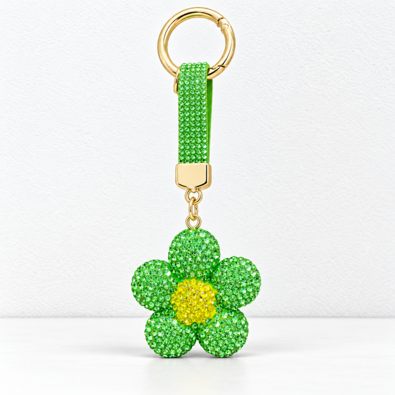 CouldNook Flower Keychain - Rhinestone Petals and Coordinating Decorative Strap