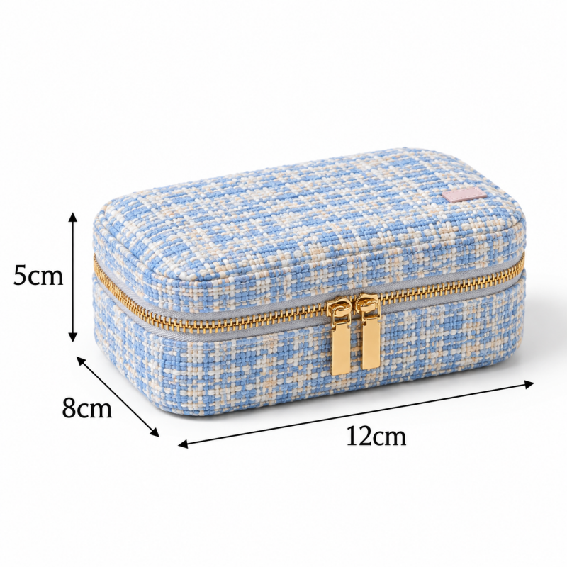 Woven Jewelry Box - Zip Closure and Divided Interior