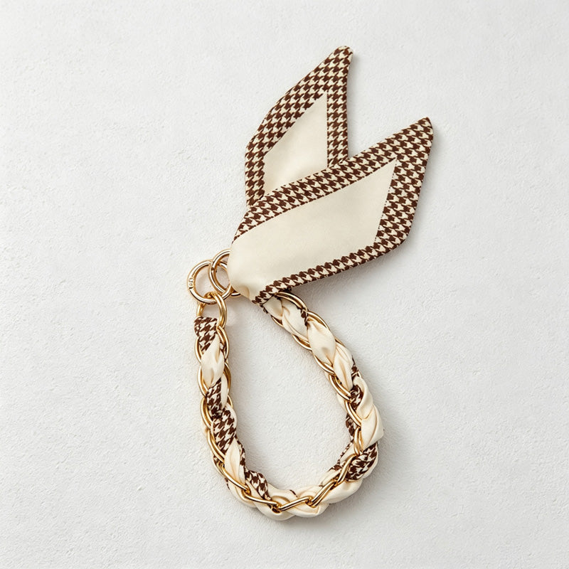 CouldNook Warm Print Scarf Phone Wrist Strap - Neutral Chain Accent