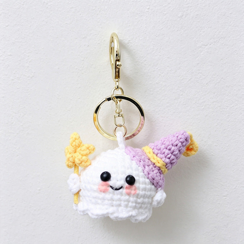 CouldNook Yarn Ghost Doll Keychain - Hat and Clasp Variations