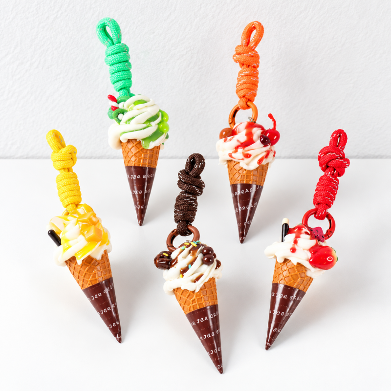 CouldNook Dessert Bag Charm - Strawberry Tart and Swirled Cone Designs