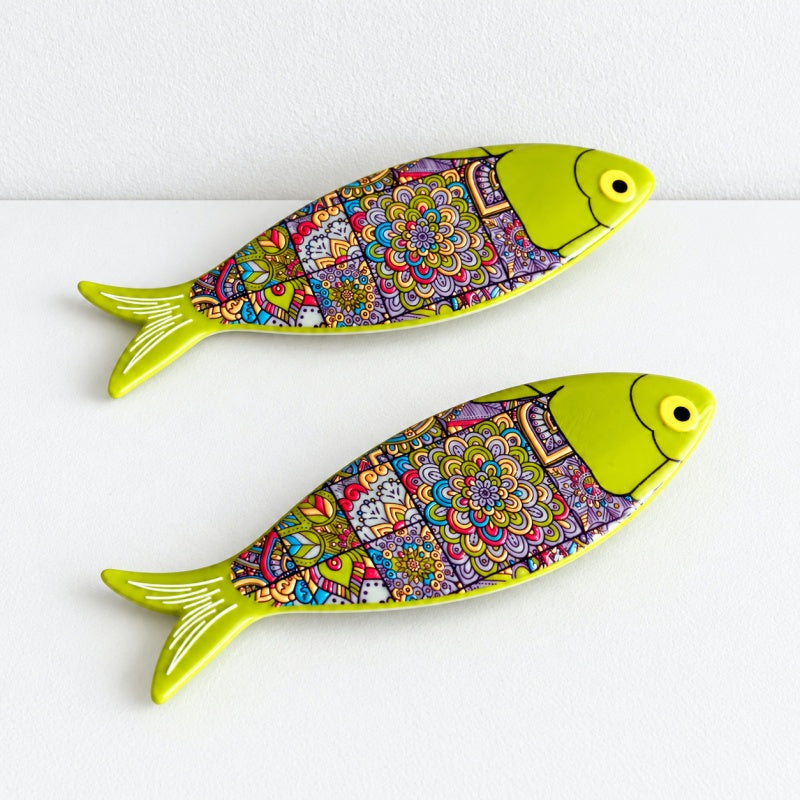 CouldNook Patterned Fish Magnet - Colorful Mosaic Designs Accent
