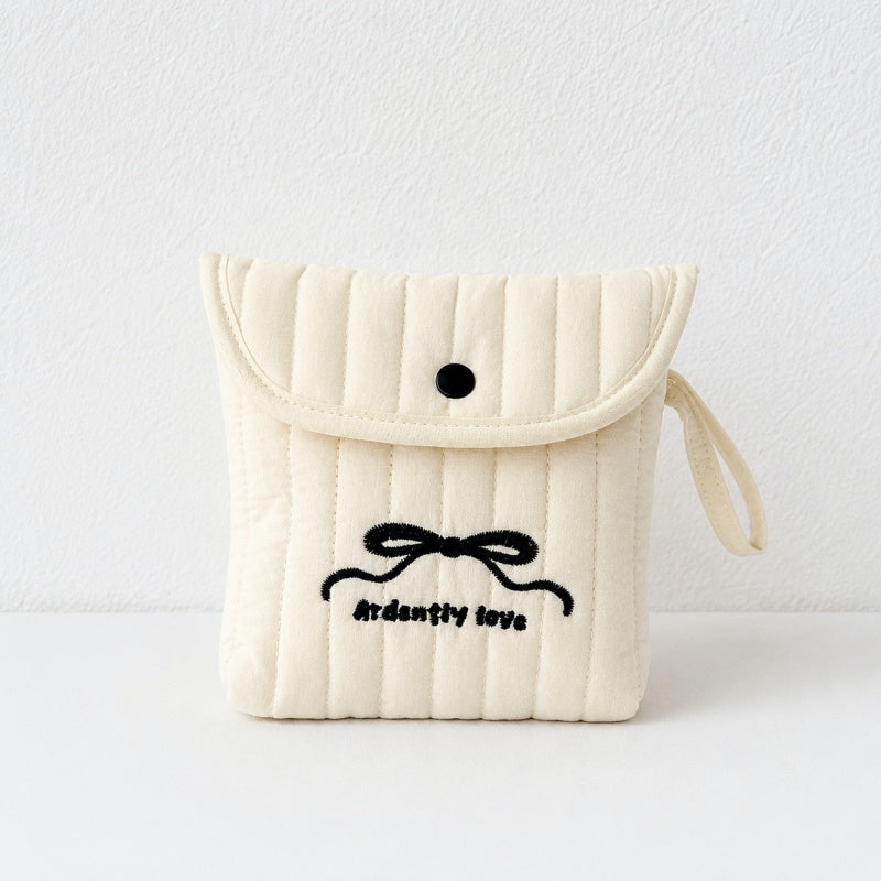 CouldNook Cute Embroidered Sanitary Pouch‑Portable Mini Storage Bag for Sanitary Napkins
