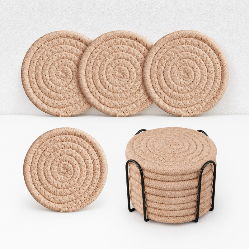 CouldNook Braided Cotton Coaster Set - Spiral Color Collections