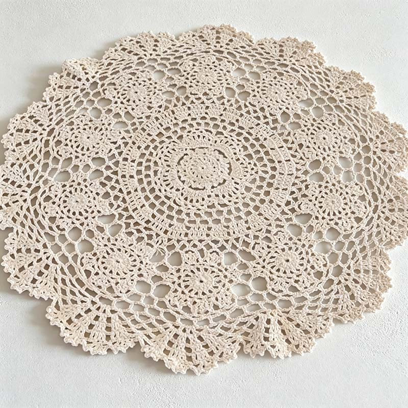 CouldNook Crocheted Lace Table Mat - Round Oval Size Options