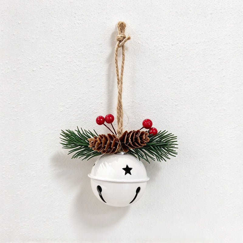 CouldNook Christmas Bell Ornament - Checkered Bows and Greenery Accents