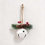 CouldNook Christmas Bell Ornament - Checkered Bows and Greenery Accents