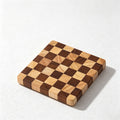 CouldNook Checkerboard Wood Coaster - Square Rubberwood Geometric Design