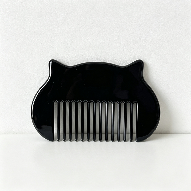 CloudNook Cat Shape Acetate Comb‑Marble Wide Tooth Hair Comb