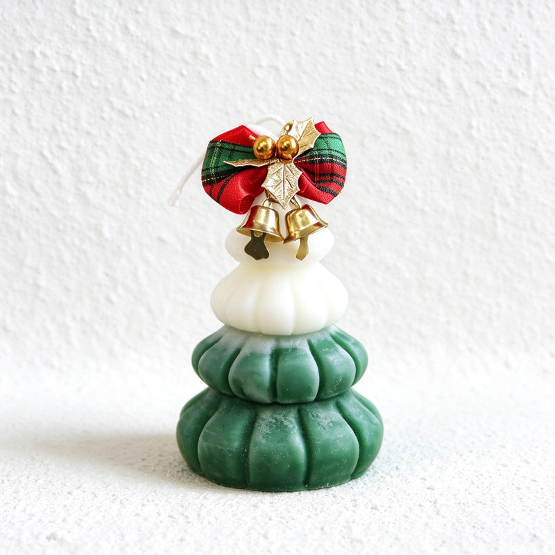 Christmas Fir Scented Tree Candles with Snowy Details