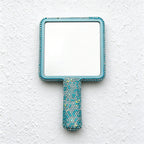 Rhinestone Hand Mirror in Round Heart and Square Designs