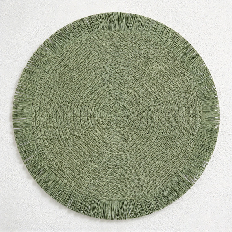 CouldNook Fringed Paper Placemat - Circular Weave And Radiating Border