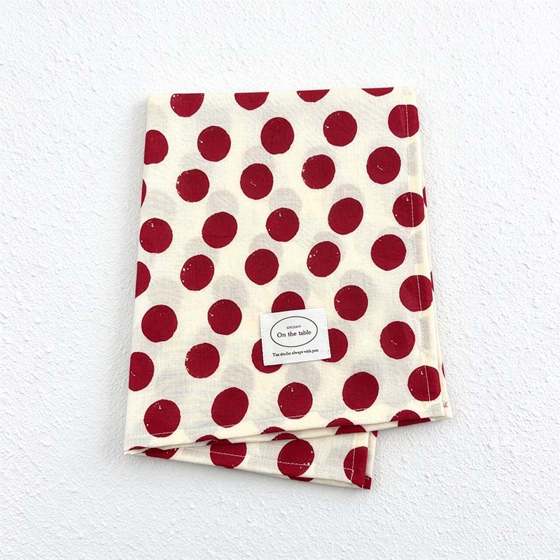 Printed Cotton Table Cloth with Lemon and Shell Designs