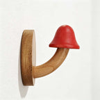 CouldNook Wood Mushroom Wall Hook - Adhesive Screw Options