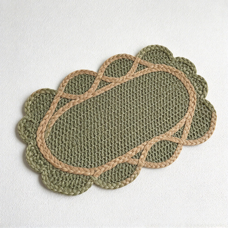 CouldNook Scalloped Paper Placemat - Woven Center And Looping Contrast Border