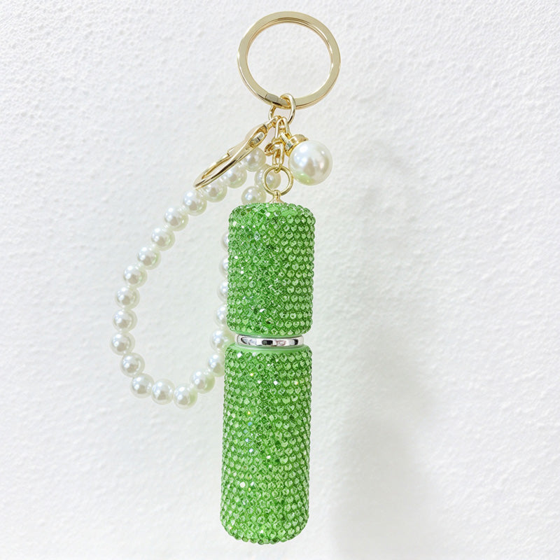 CouldNook Rhinestone Perfume Bottle Keychain - Beaded Loop and Rounded Cap