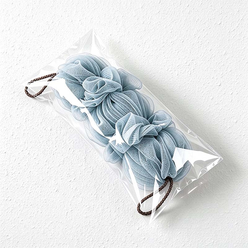 CouldNook Mesh Bath Scrubber - Three Gathered Sections And End Loops