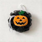 CouldNook Pumpkin Bath Pouf - Jack-O-Lantern Face And Hanging Cord