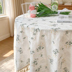 CouldNook Tassel Tablecloth - Floral Prints and Subtle Striped Pattern Options