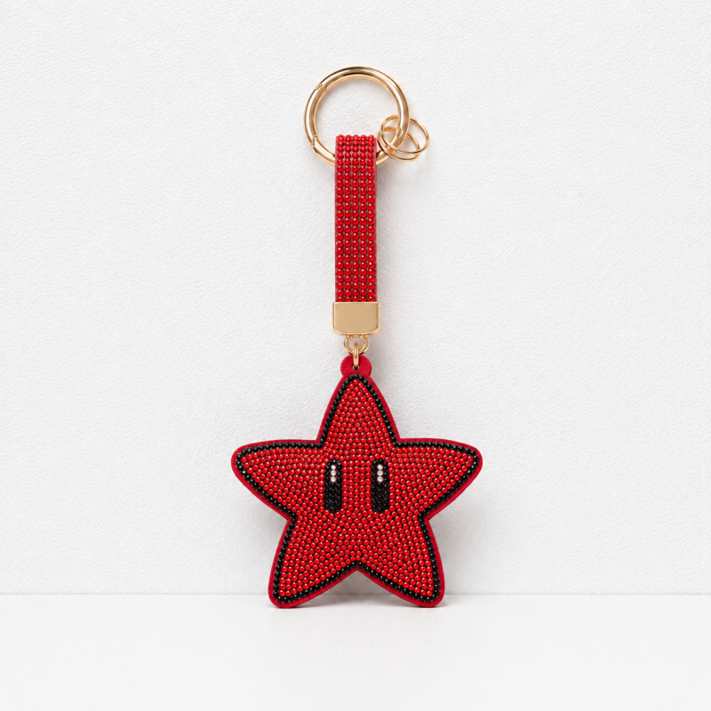 CouldNook Rhinestone Smiley Face Keychain - Star Bag Pendant