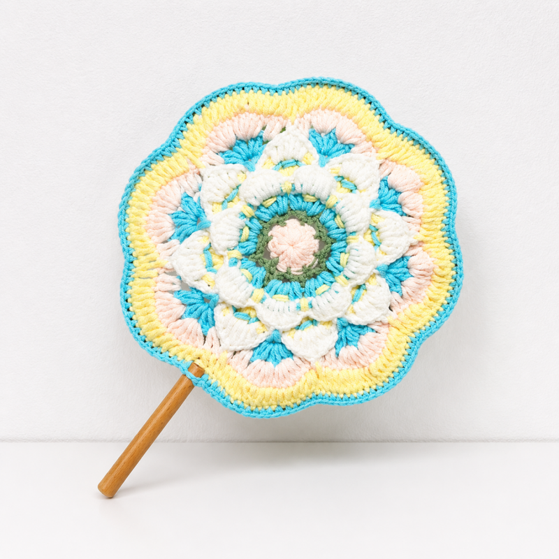 CouldNook Yarn Hand Fan - Floral Medallion and Tassel