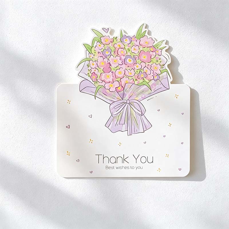 CouldNook Bouquet Thank You Card - Illustrated Flowers And Folded Base